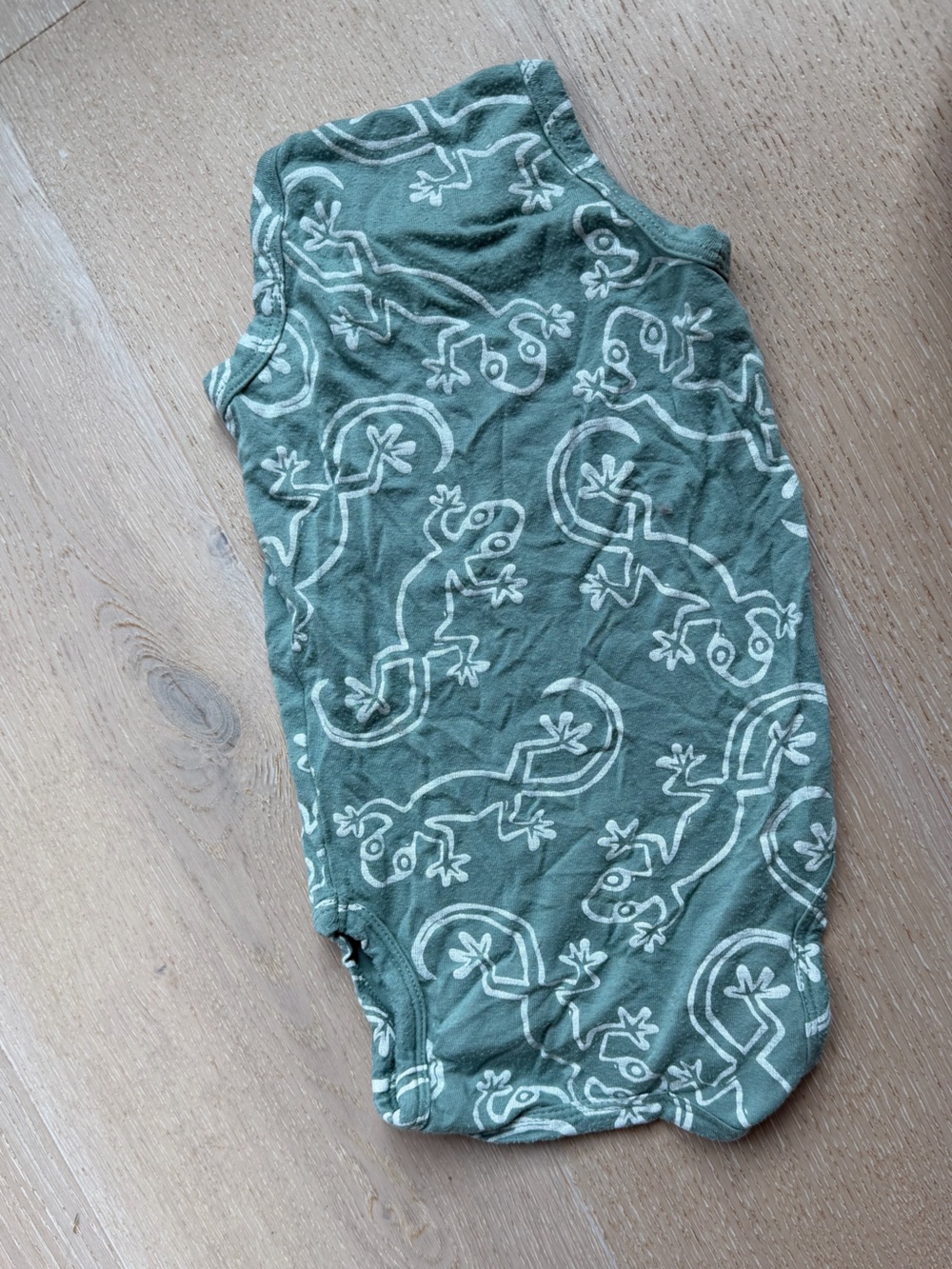 Spearmint Love Gecko Print Sleeveless Onesie - Picture 3 of 5